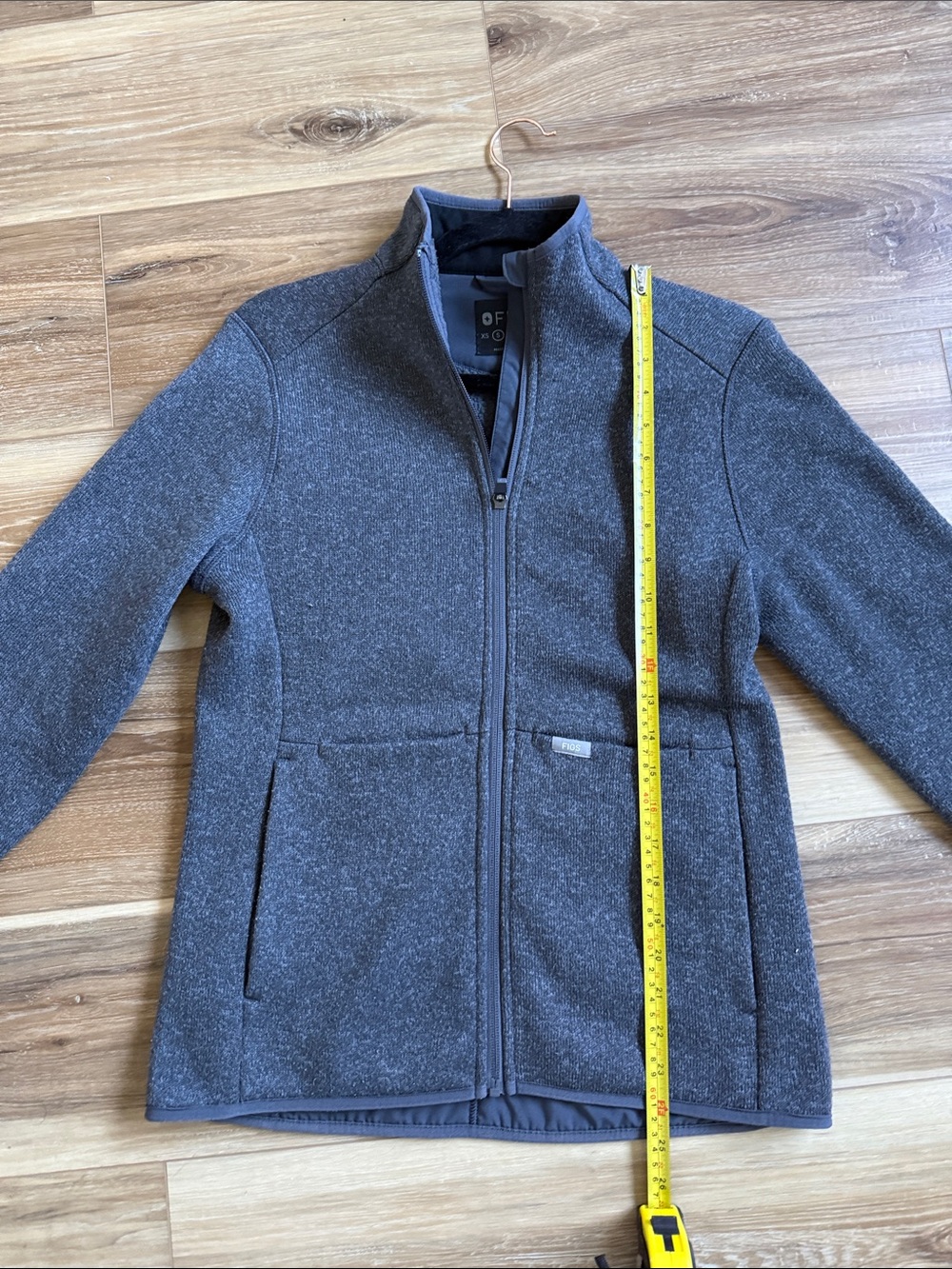 Figs Women Heathered Dark Gray Full-Zip Sweater Jacket - Picture 9 of 11